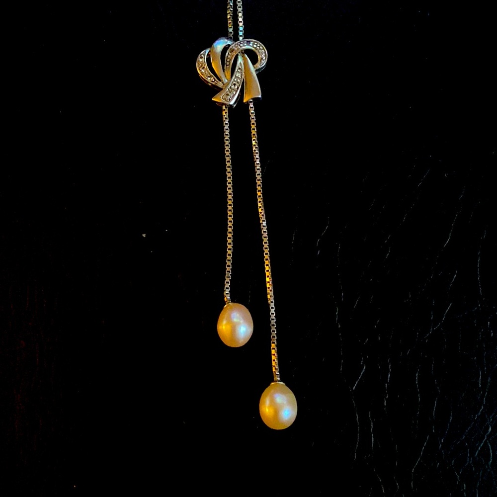 Pave Diamond and Freshwater Pearl Necklace